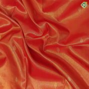 Flame orange gold zari tissue leaf buds butta design cream white gold zari mayilkan peacock butta lines border grand tissue silk saree