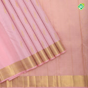 Baby pink gold zari parrot butta design self color gold zari gatti border bridal silk saree