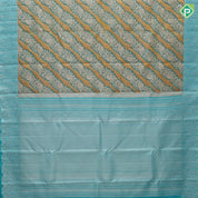 Golden yellow base sea green silver gold zari grand floral design sea green silver gold zari mango border Rangkat silk saree