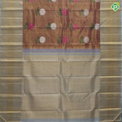 Purple gold zari tissue multi color rose meena work design pista green gold zari border bridal tissue silk saree