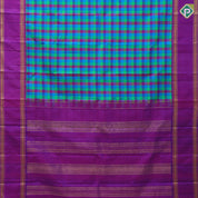 Multi color vibrant checks paalum pazhamum kattam design purple gold zari retta pett border traditional silk saree