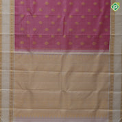 Onion pink gold zari annam and fancy thilagam butta contrast creamy sandal gold zari rettapet border traditional silk saree