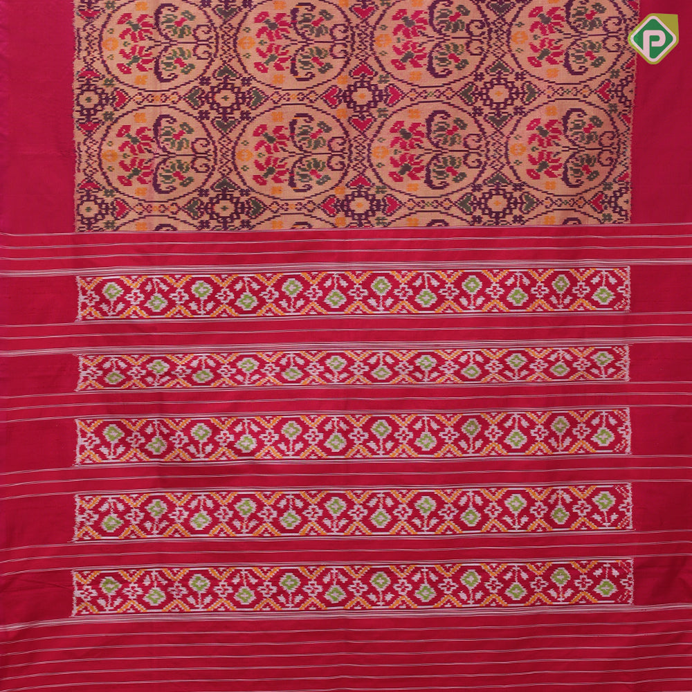light yellow multi color ikkat design rani pink plain border ikkat design pallu concept ikkat silk saree