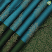 peacock blue gold zari fancy flower butta army green gold zari fancy flower border pure mix silk saree