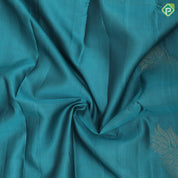 peacock blue gold zari fancy flower butta army green gold zari fancy flower border pure mix silk saree