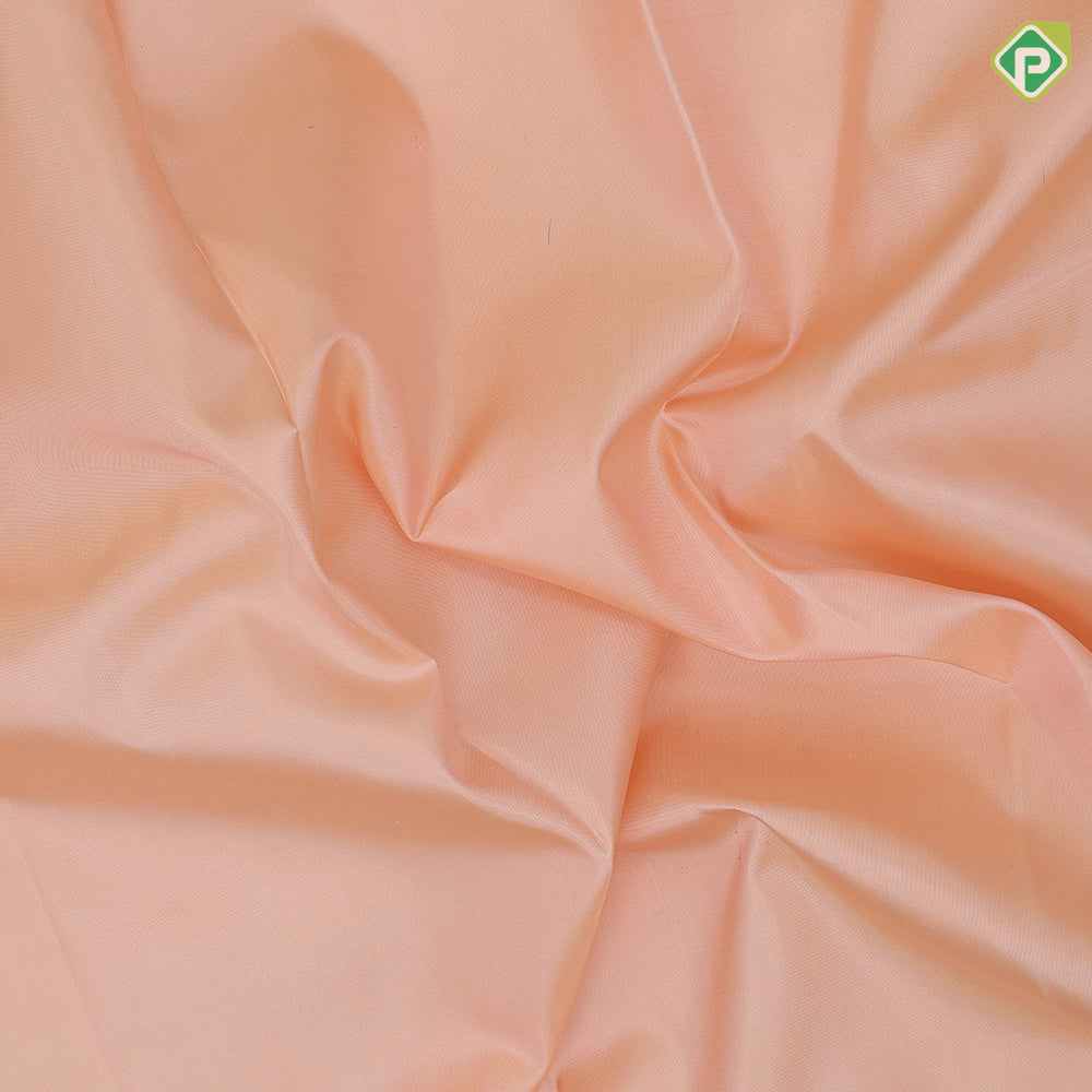 peach plain body purple gold zari vaiaraoosi and double yaali butta retta pett border fusion silk saree