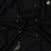 Black gold zari pichwai painting butta design cream white black thread rangoli design border signature silk saree