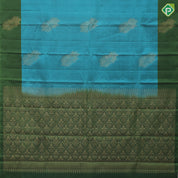 peacock blue gold zari fancy flower butta army green gold zari fancy flower border pure mix silk saree