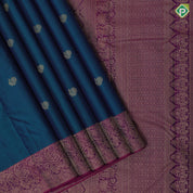 Emarald green gold zari fancy butta motifs contrast red gold zari banaras style border gift silk saree