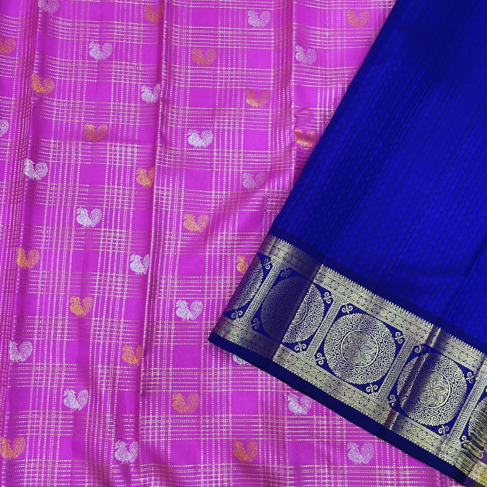 Baby Pink Cercles Butta Border Exclusive Bridal Silk Saree