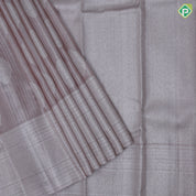 peach silver stripes and butta design self silver zari multi design border kanchi koora silk saree