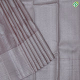 peach silver stripes and butta design self silver zari multi design border kanchi koora silk saree
