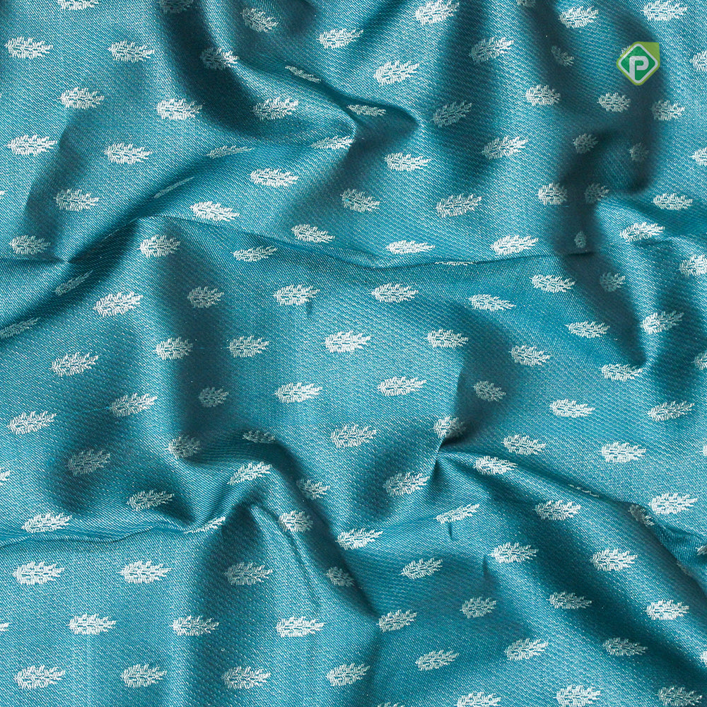 Peacock Blue Silver Zari Fancy Turning Peacock Border Trendy Designer Silk Saree