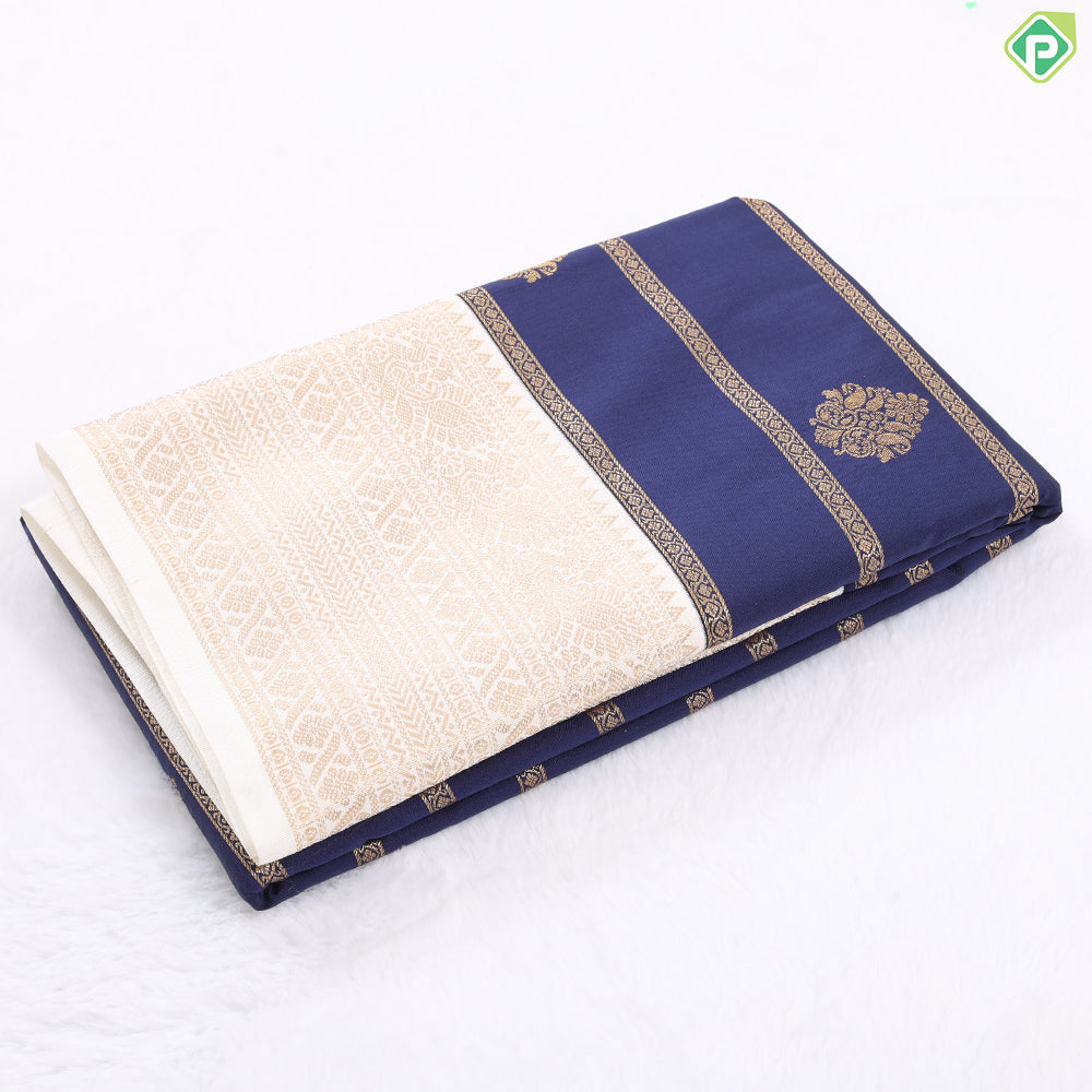 Lavender gold zari Lines and Butta Design contrast dark green peacock butta border art silk gift saree