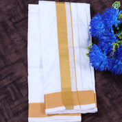 White Gold Zari Border 8 Muzham 100Kuligai Asha Silk Dhoti