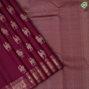 Beetroot Red Gold Zari Yazhi Motif Design Self Colour Chagaram Design Border Trendy Silk Saree
