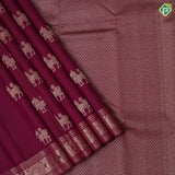 Beetroot Red Gold Zari Yazhi Motif Design Self Colour Chagaram Design Border Trendy Silk Saree