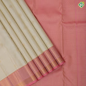 cream white gold zari kattam rudraksham butta peach pink gold zari mayilkan diamond design border traditional silk saree