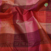Pink Base green silk thread classic butta checks design self gold zari border grand silk saree