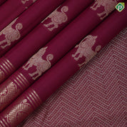 Beetroot Red Gold Zari Yazhi Motif Design Self Colour Chagaram Design Border Trendy Silk Saree