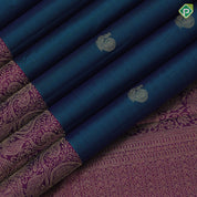 Peacock blue gold zari peacock butta motifs purple gold zari banaras design border gift silk saree