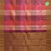 Pink Base green silk thread classic butta checks design self gold zari border grand silk saree