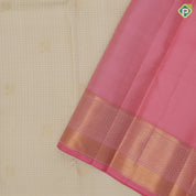 cream white gold zari kattam rudraksham butta peach pink gold zari mayilkan diamond design border traditional silk saree