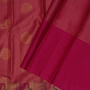 Rani Pink gold zari checkered round butta design nalathamandi painting effect border signature silk saree