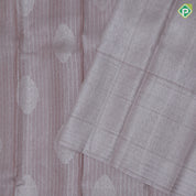 peach silver stripes and butta design self silver zari multi design border kanchi koora silk saree