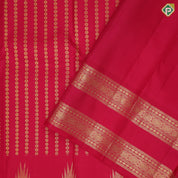brownish maroon gold zari beads design self color gold zari retta pattai and temple rack border 3 in 1 rich bridal silk saree
