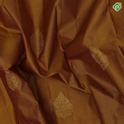 Mehndi green gold zari flower in leaf design brown gold zari peacock banaras style border gift silk saree