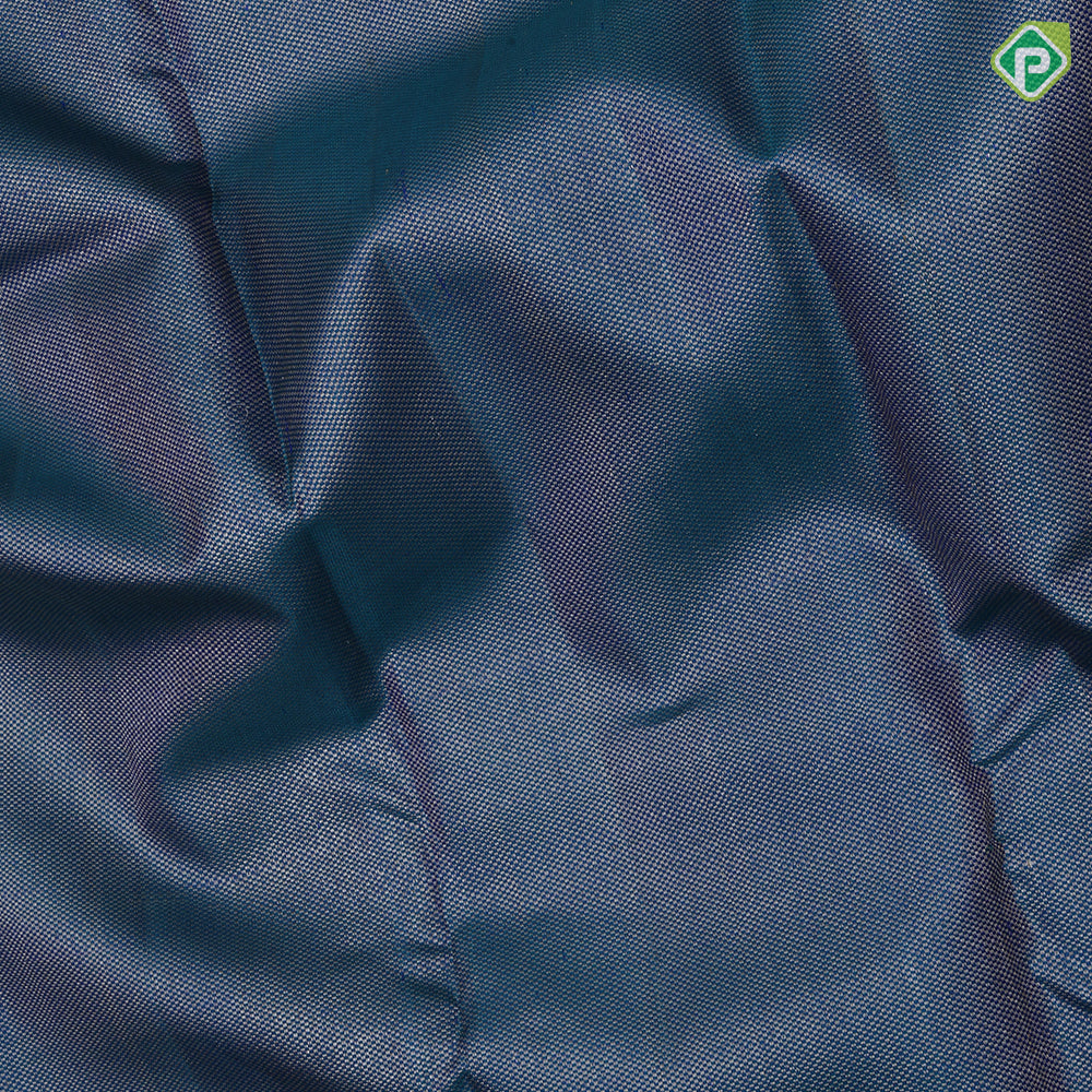 Peacock blue silver gold zari tissue design self edge peacock butta border grand bridal silk saree