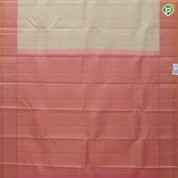 cream white gold zari kattam rudraksham butta peach pink gold zari mayilkan diamond design border traditional silk saree