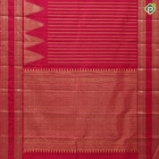 brownish maroon gold zari beads design self color gold zari retta pattai and temple rack border 3 in 1 rich bridal silk saree