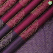 Magenta pink big fancy flower butta purple gold zari flower butta border pure mix silk saree