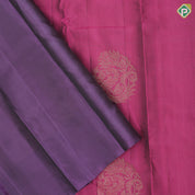 Magenta pink big fancy flower butta purple gold zari flower butta border pure mix silk saree