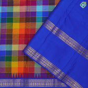 Multi color gold zari checks Paalum pazhamum design royal blue gold zari retta pattai border traditional silk saree