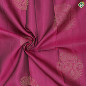 Magenta pink big fancy flower butta purple gold zari flower butta border pure mix silk saree