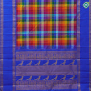 Multi color gold zari checks Paalum pazhamum design royal blue gold zari retta pattai border traditional silk saree
