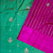 Rexona Green Rudraksham Floral Butta motif Border Pure Banarasi Silk Saree