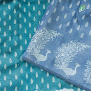 Peacock Blue Silver Zari Fancy Turning Peacock Border Trendy Designer Silk Saree
