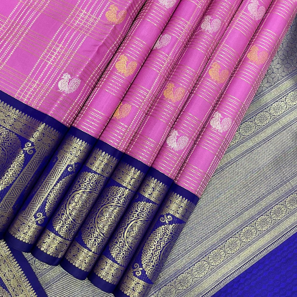 Baby Pink Cercles Butta Border Exclusive Bridal Silk Saree