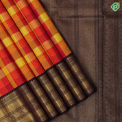 Multi color gold zari migrated paalum pazhamum kattam design brown gold zari multi design lines border traditional silk saree