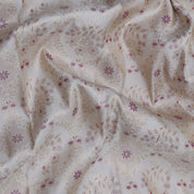 Milk Cream gold zari meena work floral design contrast magenta pink gold zari pythonic border grand bridal silk saree