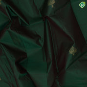 Emarald green gold zari leaf butta motif purple gold zari peacock banaras style design border gift silk saree