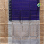 Robin blue gold zari lines thilagam buttas design cream white gold zari border silk cotton saree