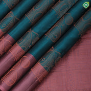 Peacock green copper zari fancy butta Dark onion pink copper zari fancy border pure mix silk saree