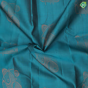 Peacock green copper zari fancy butta Dark onion pink copper zari fancy border pure mix silk saree