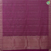 Purple with silver gold zari vairaoosi micro checks self silver gold zari banaras style border fusion silk saree