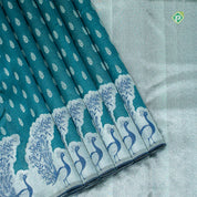Peacock Blue Silver Zari Fancy Turning Peacock Border Trendy Designer Silk Saree